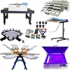 Manual DIY Full set 6 color 6 station t-shirt silk screen printing machine kit all stuff including
