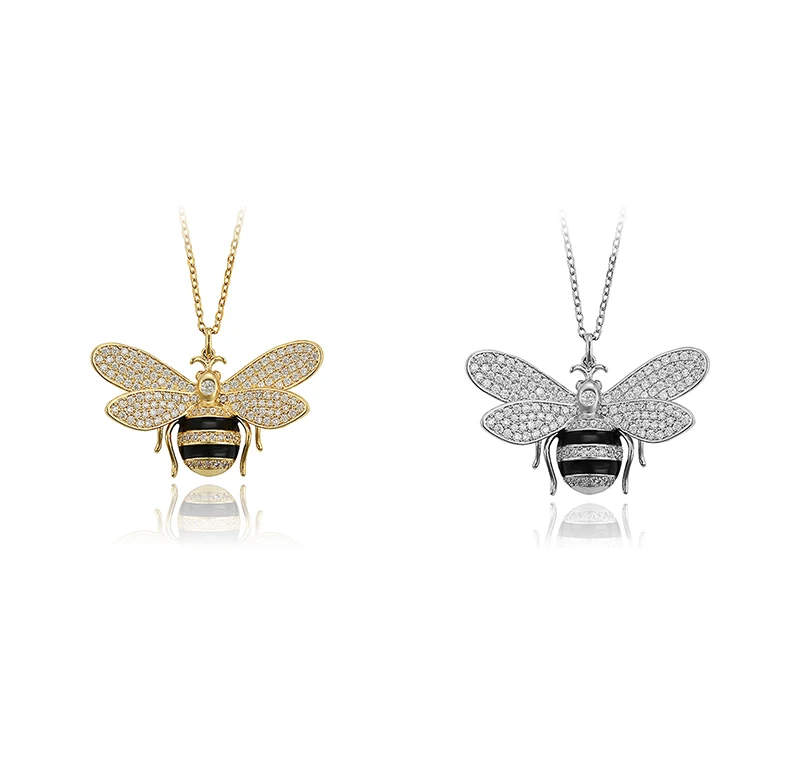 

necklace 00726 xuping New hot selling lady temperament rhodium color 14k gold-plated three-dimensional bee pendant necklace