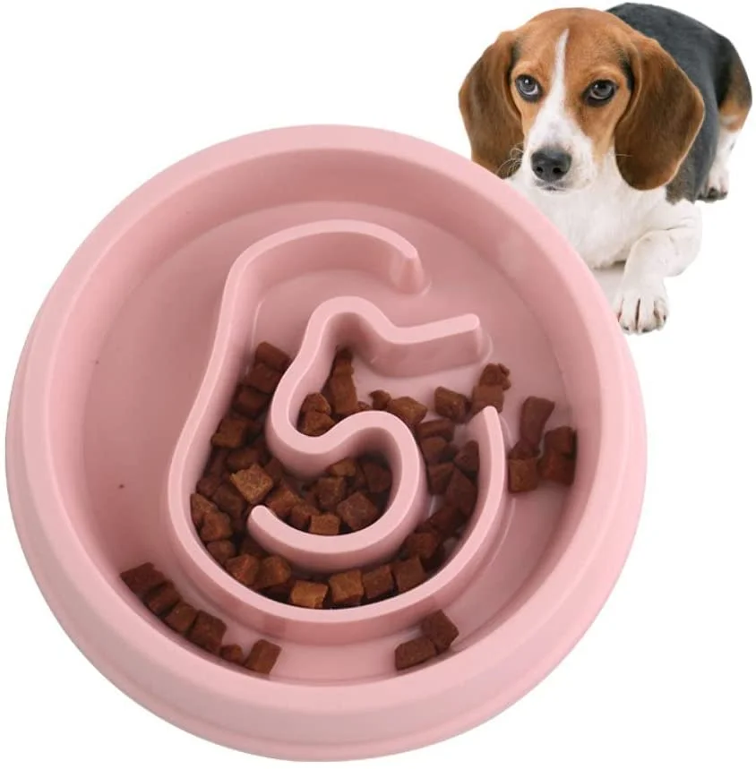 

Healthy Slow Feeder Dog Bowl Prevent Choking Eco-Friendly PP Round Ear Shape Pet Feeder Cat Dog Bowl, Blue,green,pink