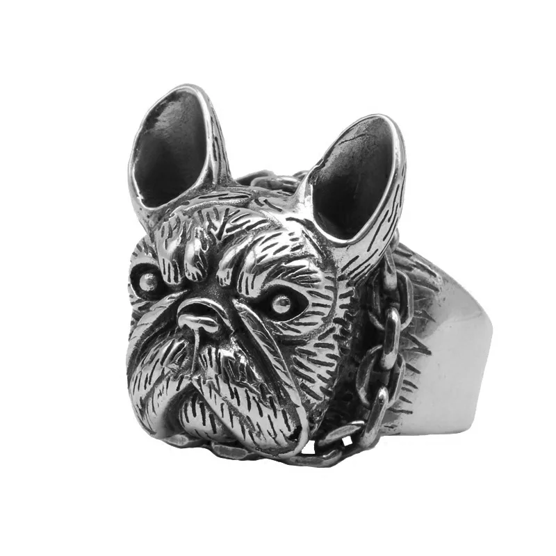 

Punk Opening Ring 100% Real 925 Sterling Silver Jewelry For Men Adjustable Mens Animal Dog Ring