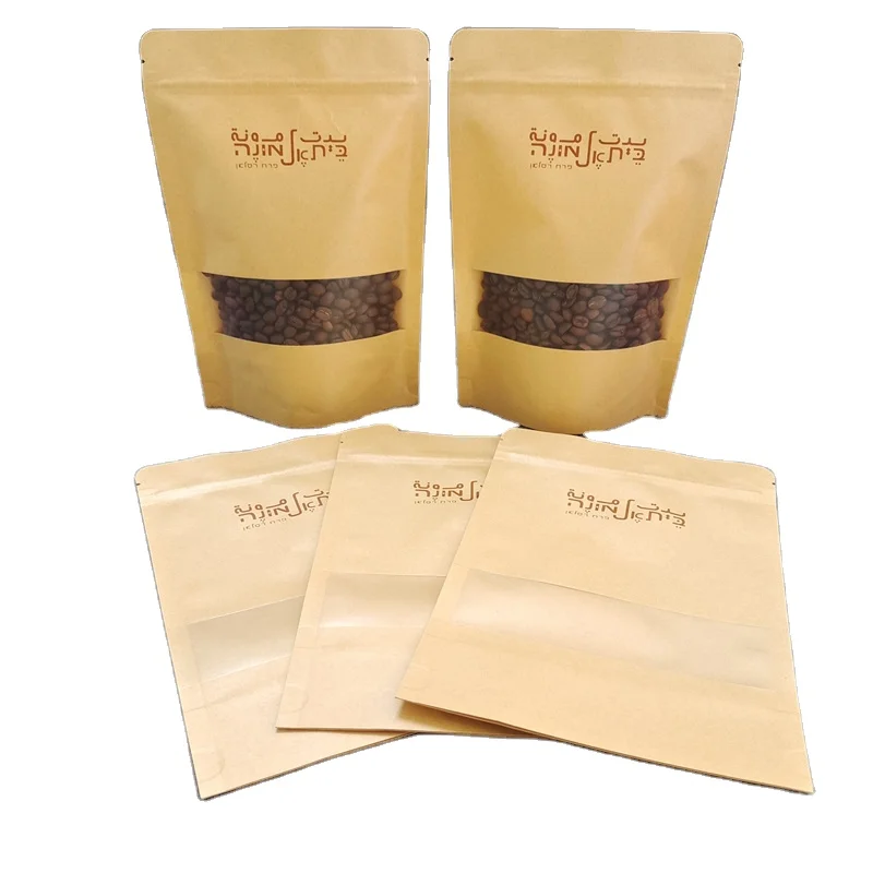 

Wholesale resealable zipper stand up brown kraft paper coffee bag pouch tea bags packaging materials bags