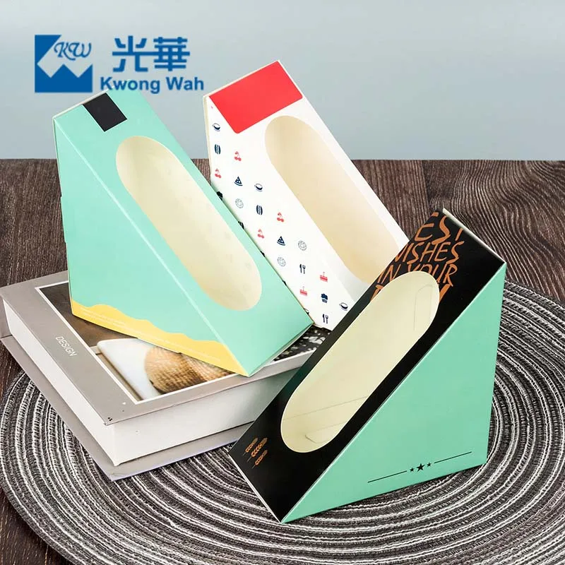 

Environmental Protection Wholesale Disposable Triangle Sandwich Box Kraft Paper Sandwich Boxes With Windows