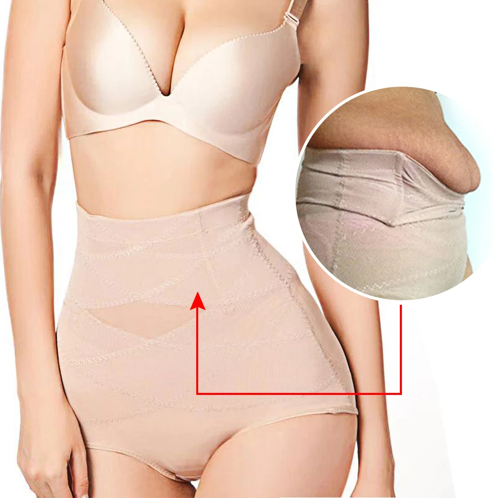 

High Waist Postpartum Cross-lap Control Pants Body-building Body Shaper Lap-up Hip-tie under wear, Beige black