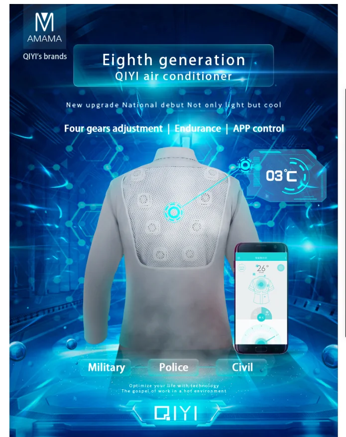 
wholesale fashion portable polyester cotton air conditioner clothes Jackets with lithium battery 