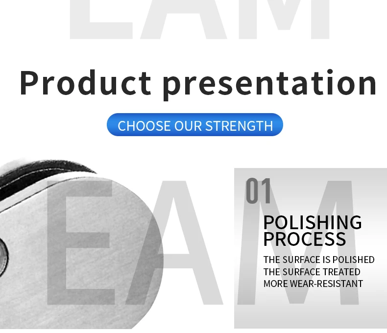 Solid thickening, durable, more resistant to aging and corrosion Stainless steel glass clamp B002