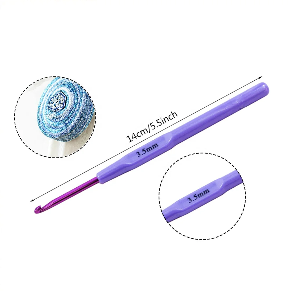 

2-7mm 10pcs Knitting Needle Crochet Needle Plastic Handle Alumina Crochet Hook, As the picture