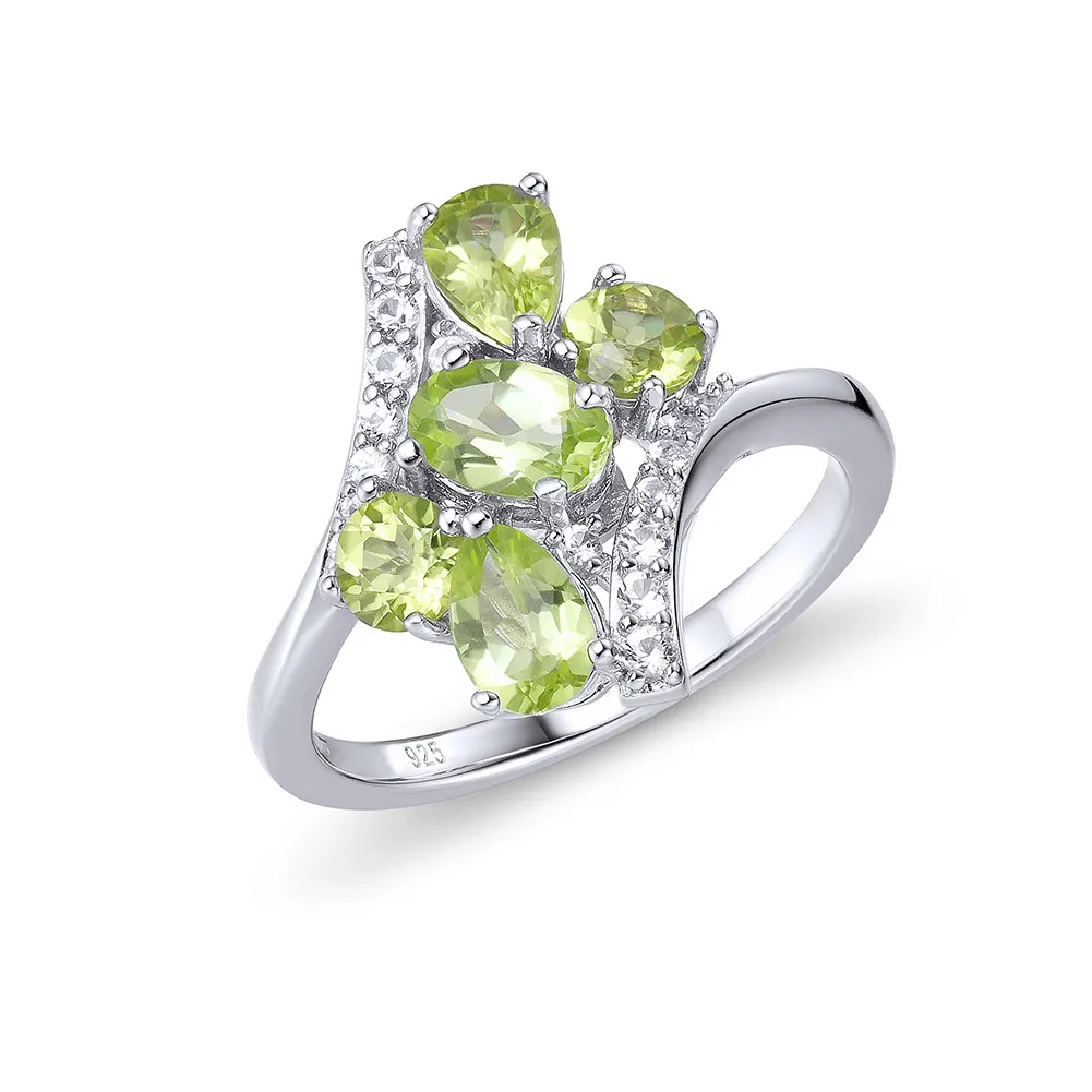 

ZF Luxury natural Peridot gem 925 Sterling silver ring charm Jewelry Women Wedding Rings