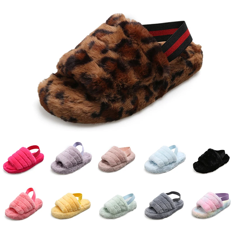 

Luxury Slippers Women Slides Heavy-Bottomed Large Size Plush Elastic Strap Sandals Selipar Furry Slides pantuflas, 11 colours