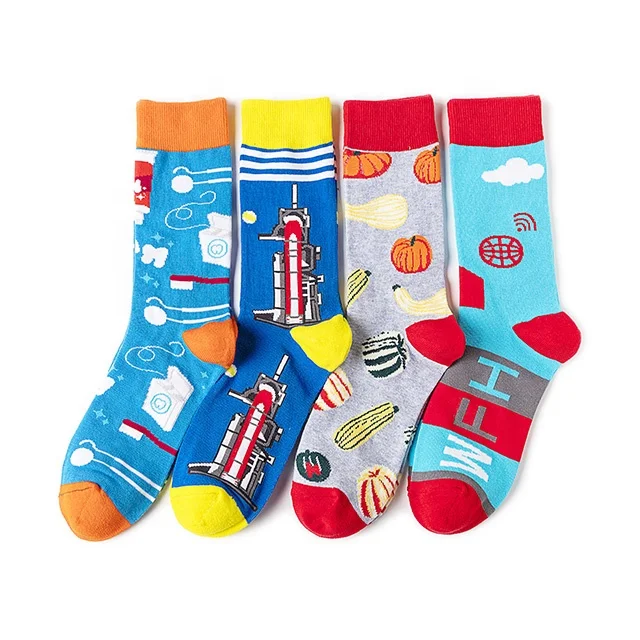 

High Quality Men Designer Custom Patterned Cute Socks Cotton Thick Knitted Crew Stockings Socks