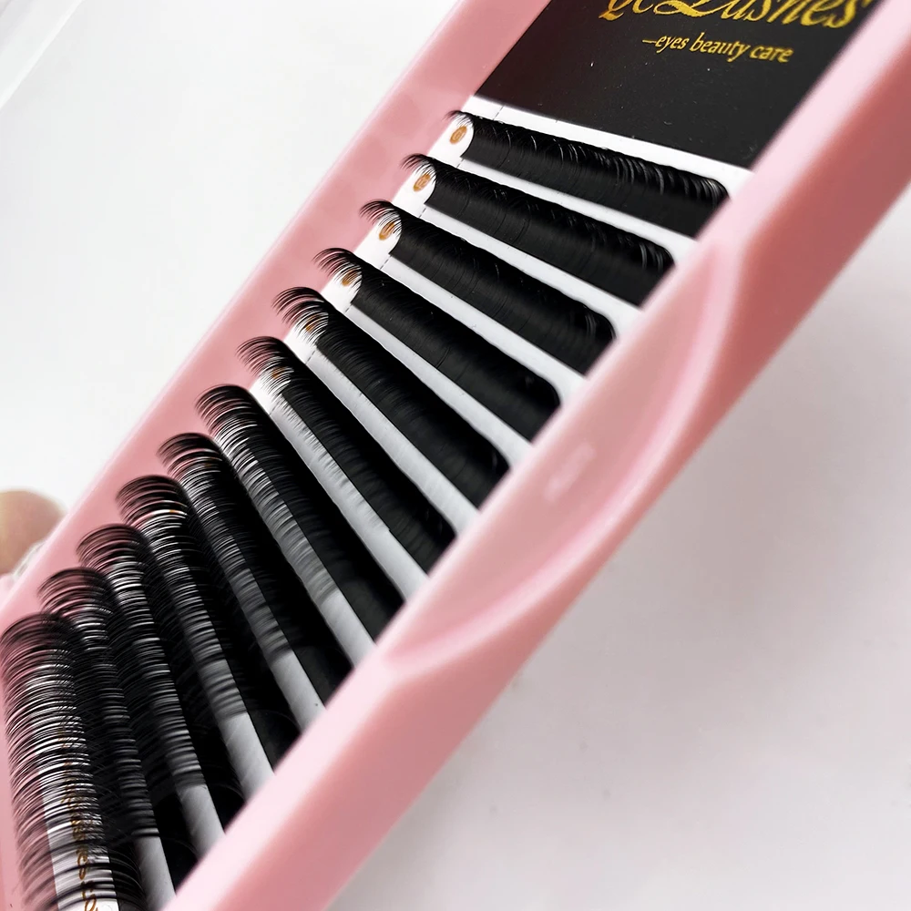 

Custom Cashmere Split Tip Matte Black Ellipse Eyelash Extension Free Sample Mink Individual Flat Lashes Trays