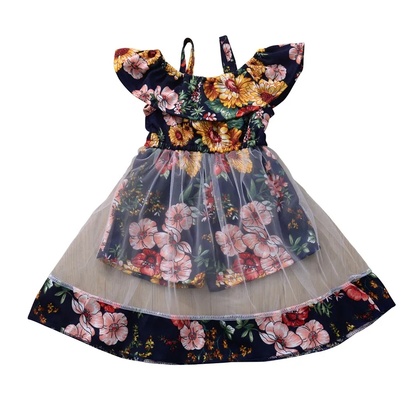 

new small children floral jumpsuit mesh skirt strapless sling jumpsuit girls
