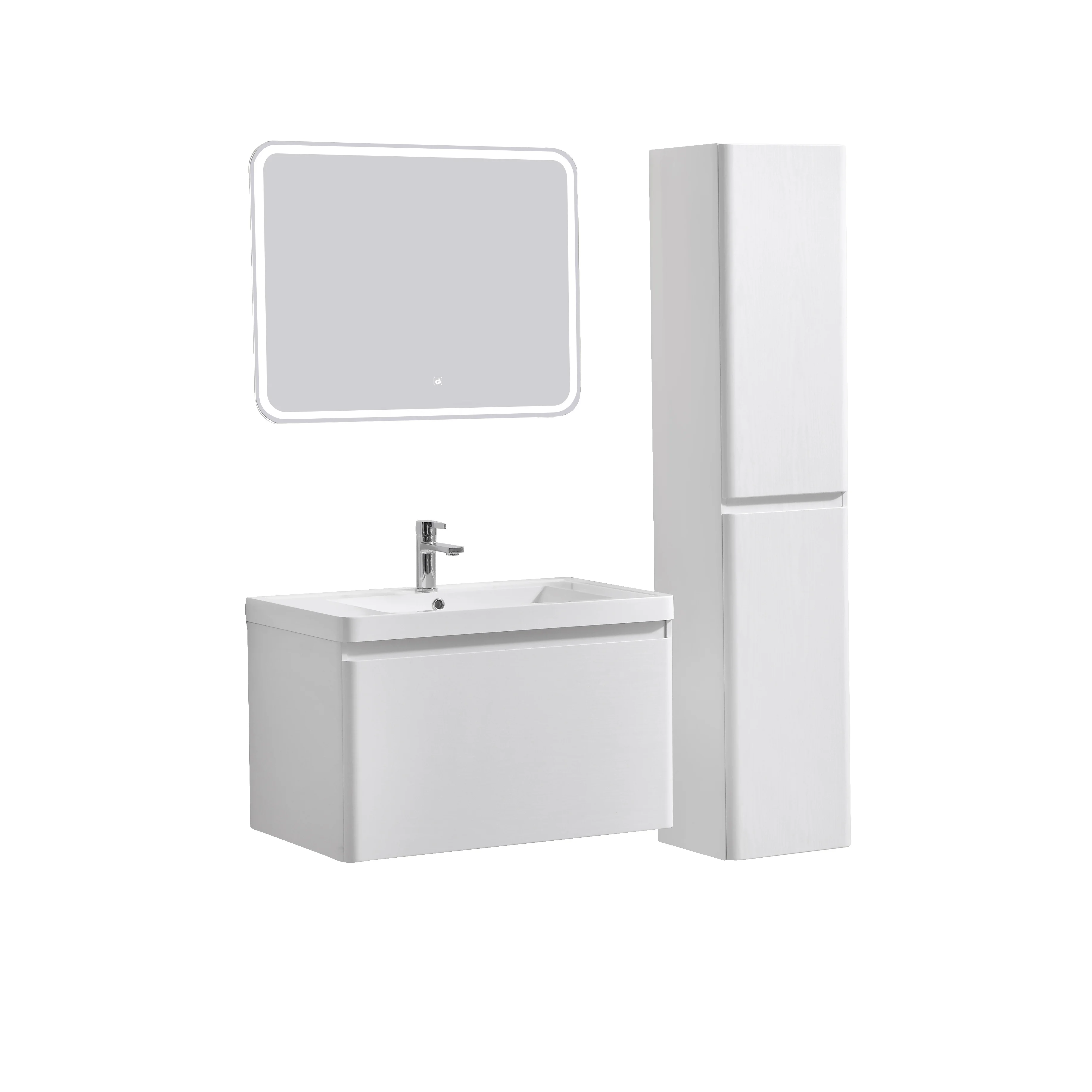 PVC Master Bathroom Vanity Cabinet Wash Basin Set Millor with LED light