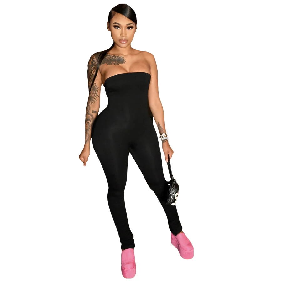 

Women Summer Clothes 2021 Off Shoulder Slash Neck Jumpsuit Active Skinny One Piece Women Jumpsuits