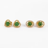 

E-212 Xuping green stone women stud earrings 24k gold jewelry synthetic CZ women earrings