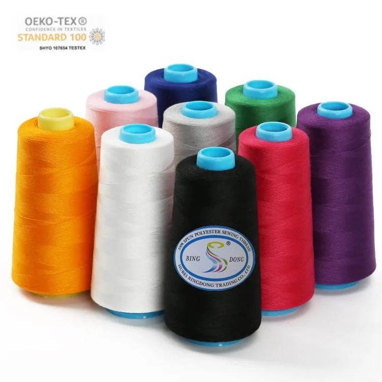 

High Tenacity Chinese Factory 100% 40/2 5000 Yards Multi-color Spun Polyester 40s/2 Sewing Thread, Customized color