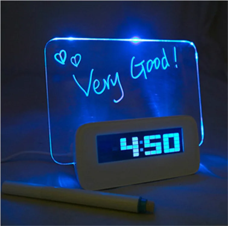 

New Luminous Led Message Board Reminder Digital Fluorescent Night Light Alarm Clock