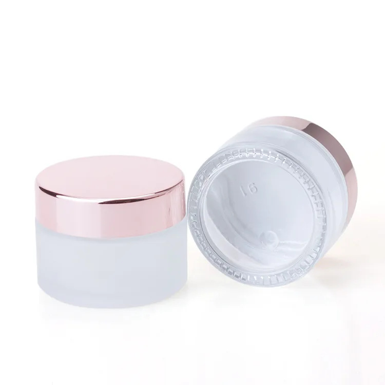 

Useful cosmetic rose gold color glass jar for body cream personal care