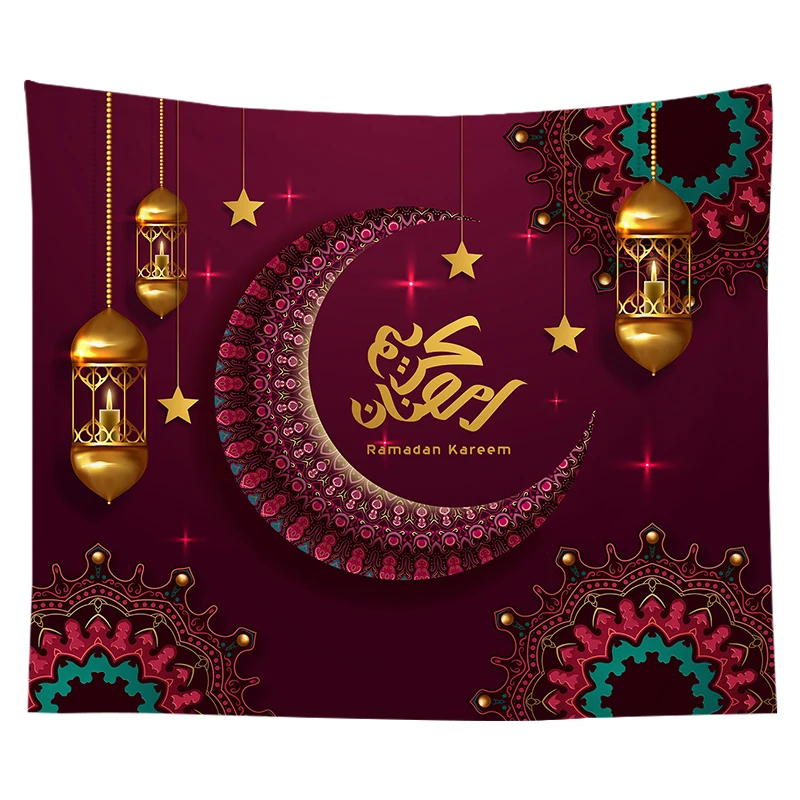 

Ramadan Kareem Mosque Eid Mubarak Print Wall Hanging Tapestry Home Decor, Custom color