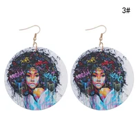 

Ethnic Wooden Round Fashion Woman Jewelry Pendant Earrings For Mandala Painted African Drop Earrings Gifts