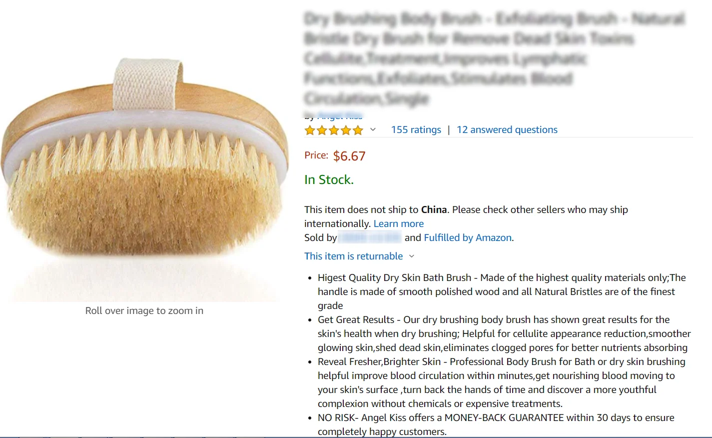 wholesale high quality bamboo dry skin body brush boar bristles bath brush