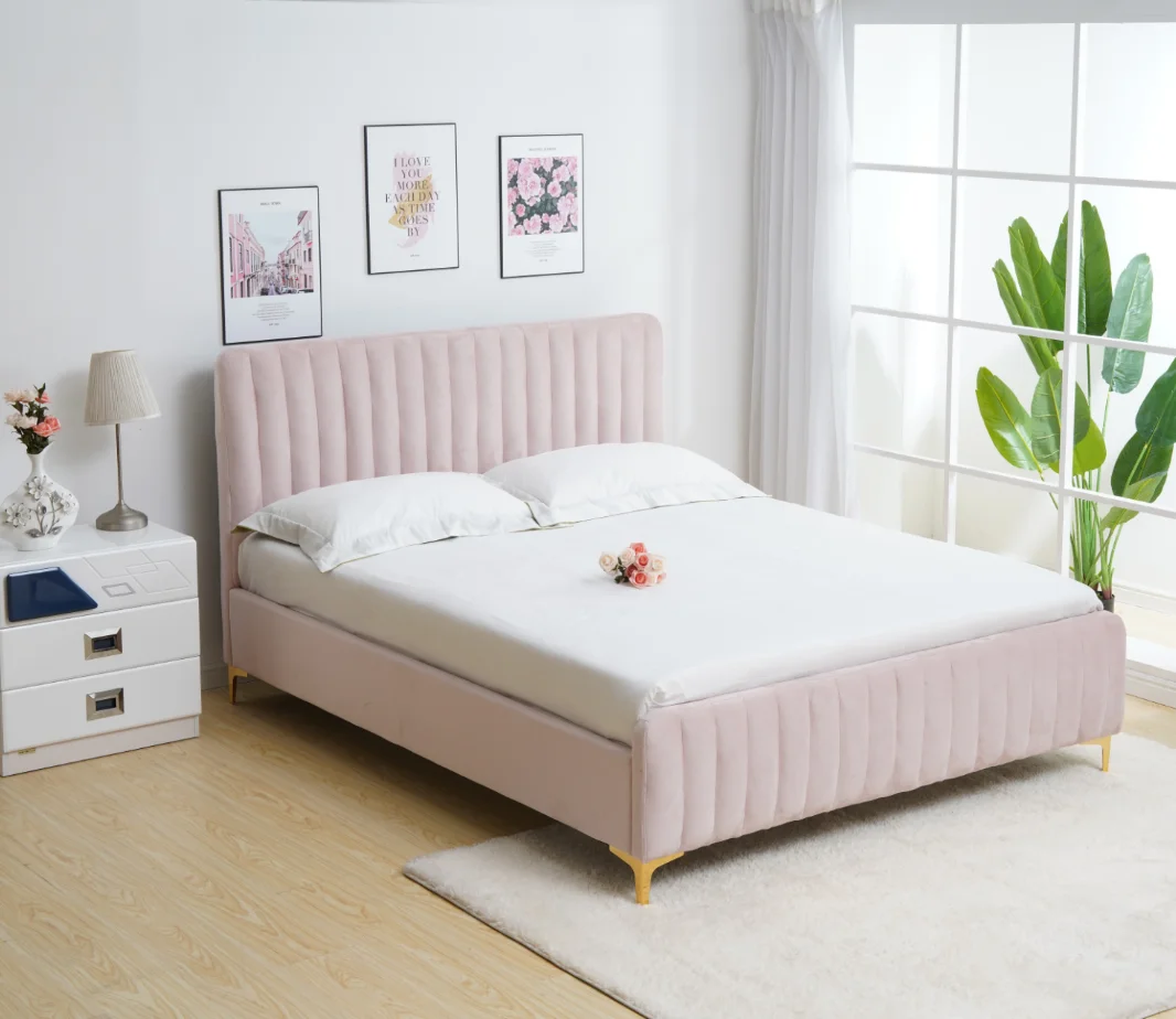 bedroom furniture simple designs leather double size button bed