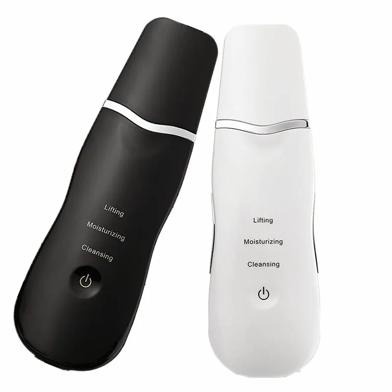 

Multi-functional ultrasonic ion facial humidifier care tool sonic peeler skin scrubber, White ,black