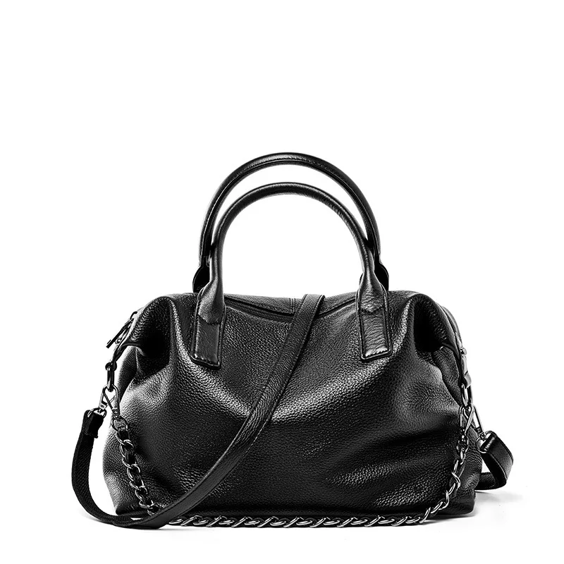 

2021 High quality Wholesale Luxury Brand Genuine Real Leather Large Black Chain Handbags Bags Women Crossbody Boston Bag