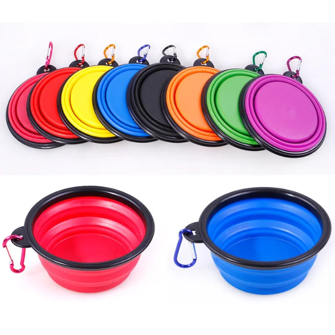 

Hot Sale Silicone Small Water Folding Portable Travel Collapsible Food Pet Dog Bowl, Multi color