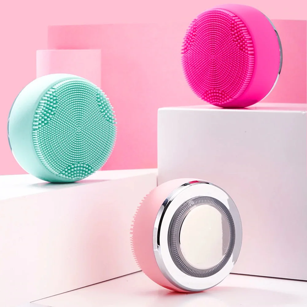 

Sonic Vibration Mini silicone facial cleansing brush sonic Vibration skin cleanser facial cleansing face brush