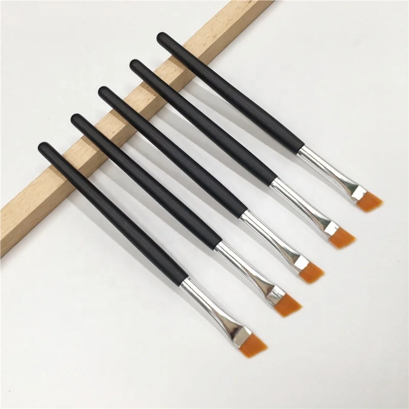 

Single Mini Vegan Portable Small Gift Cute Black Smudge Oblique Eyebrow Makeup Brush Cheap Plastic Handle Beauty Accessories