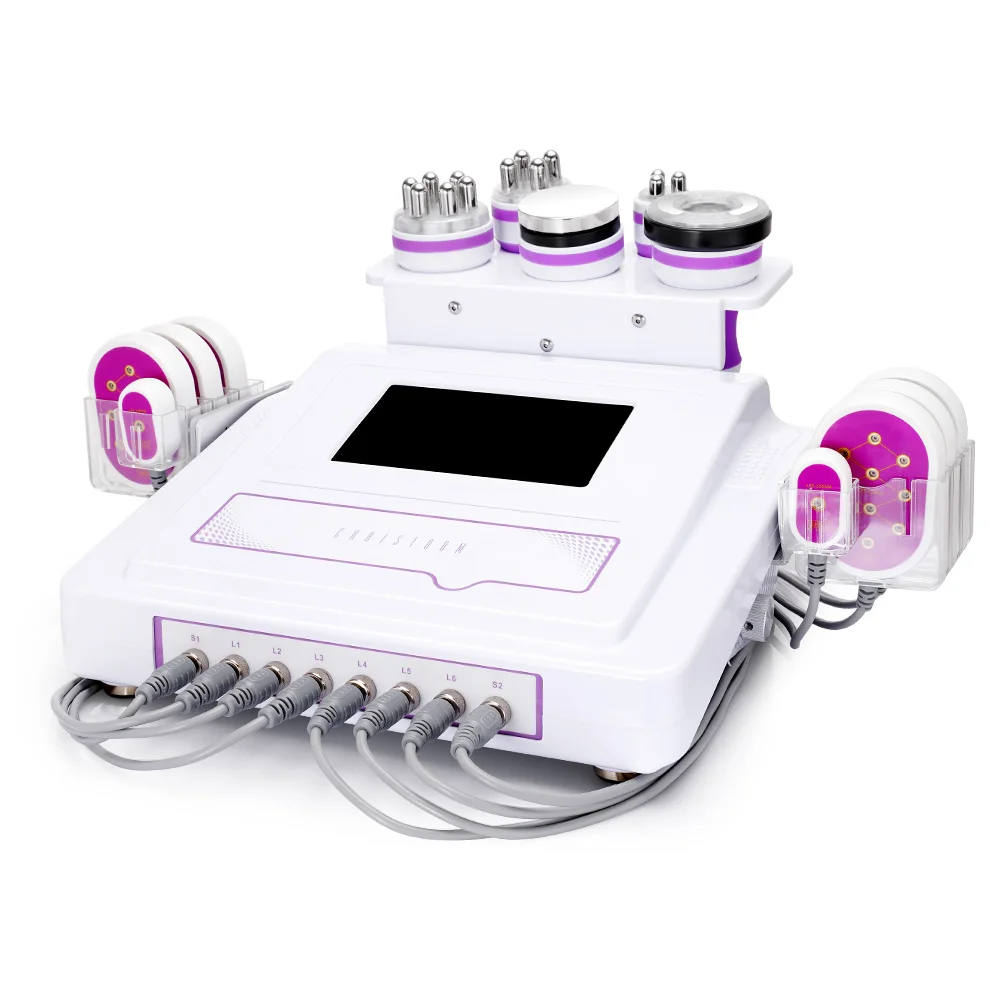 

New Design 6 in 1 Vacuum RF Ultrasound Cavitation Radio Frequency Slimming Cellulite Beauty Machine, White