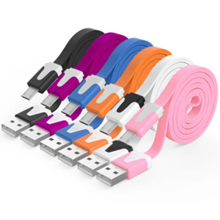 

Cheap Colorful 1.2m Flat Noodle Charging Universal Phone Date Cable Charger Eco Friendly Micro Usb Cabel for Android