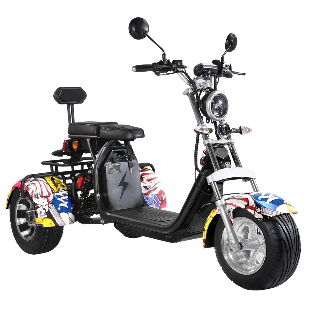 

Citycoco Trike Scooters Europe Warehouse Stock 2000w Fat Air Tire Electric Scooter City Coco Scooter Trikes with EEC COC, Black
