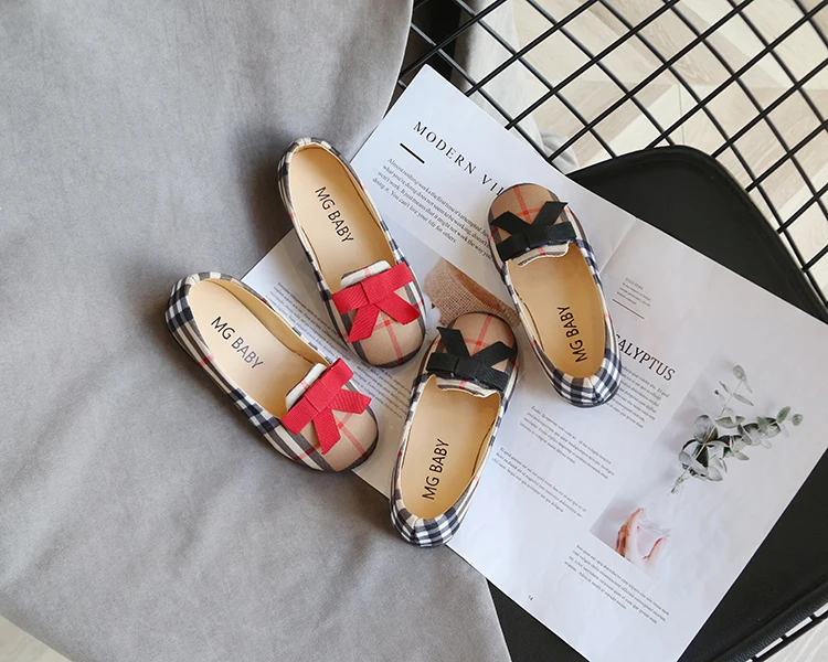 
girl shoes ballerina plaid flat bacy children casual leather kids dress shoes 