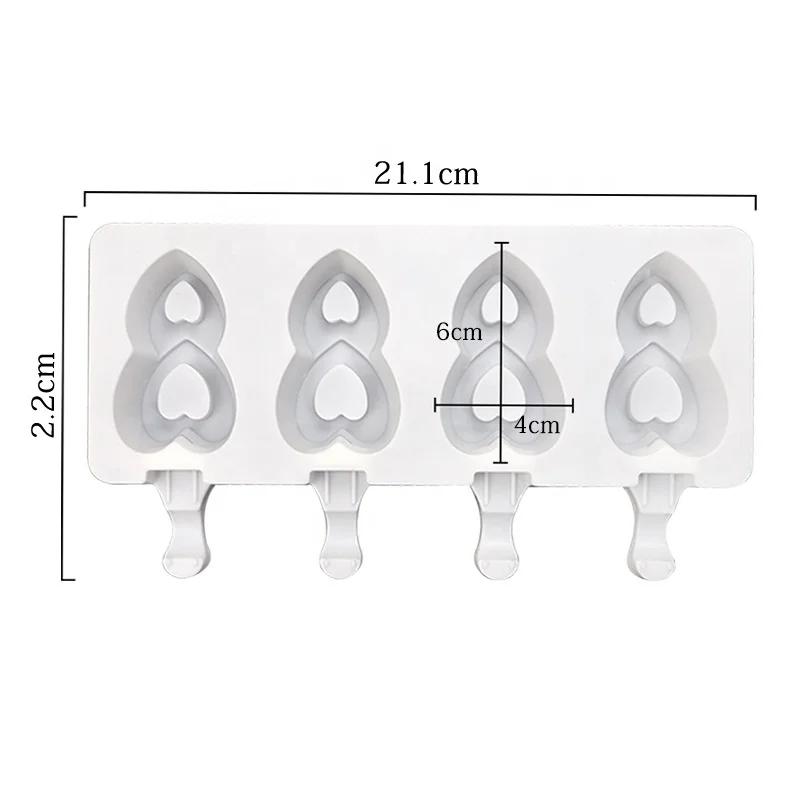 

DIY silicone mold 4 small heart-shaped popsicle molds Creative ice cream mold