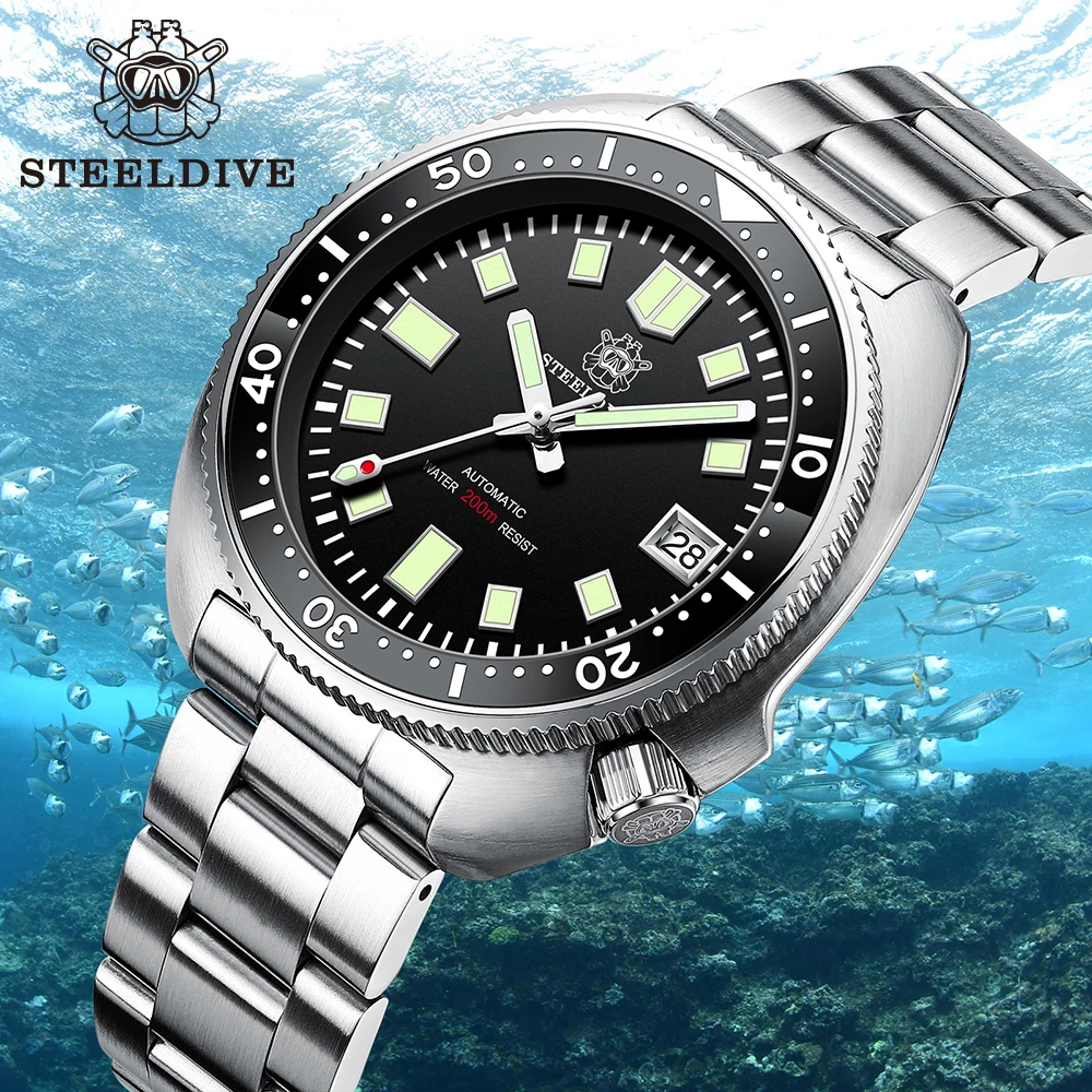 

Best Seller STEELDIVE Brand SD1970 Upgraded Bi-color Luminous Ceramic Bezel Mechanical NH35 200m Dive Watch