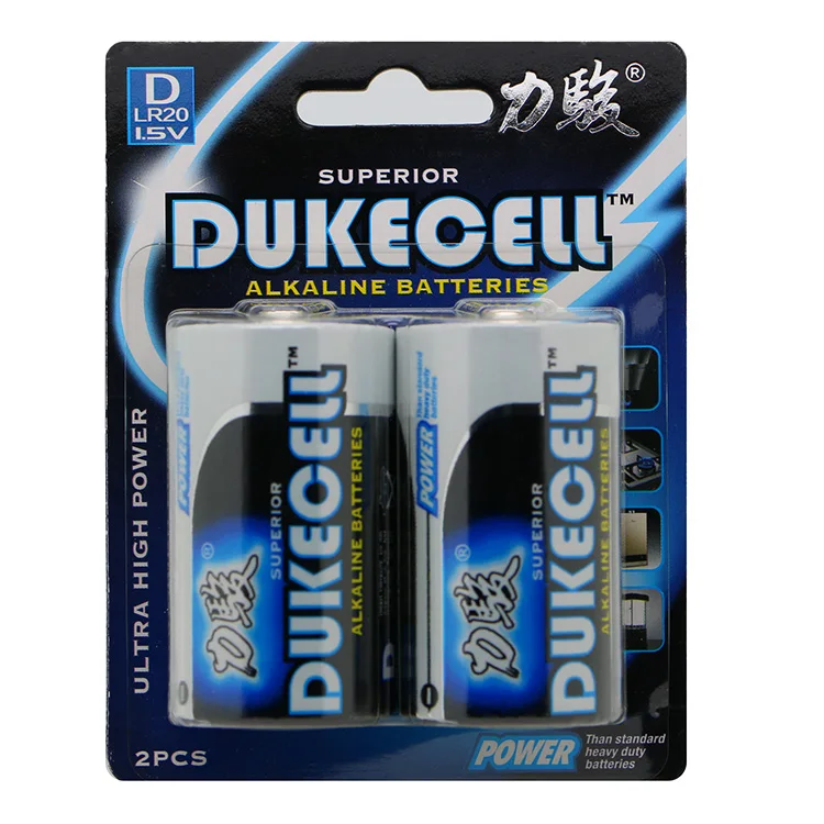 

Dukecell r20 d size um1 Dry Cell Alkaline Battery for Kids Electric Car Jacket Toys OEM Time no Rechargeable Foil Shelf 3 years