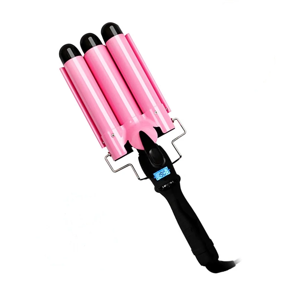 

3 Tubes Iron Electric Hair Curler Wave Hair Curl Roller Curling Machine Iron Styling Tool Hair Curling, Pink