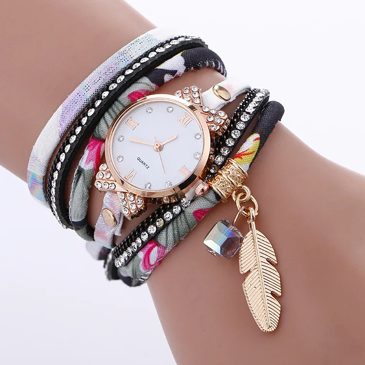 

fashion new design most popular product of watch women ladies watch brand with gold leaf bracelet quartz womens watch, 5 colors