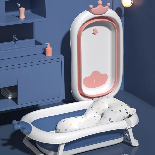 

Portable Collapsible Bath Tub Foldable Shower Basin Comfort Folding Baby Bathtub Deluxe Newborn Toddler Baby BathTub, Pink