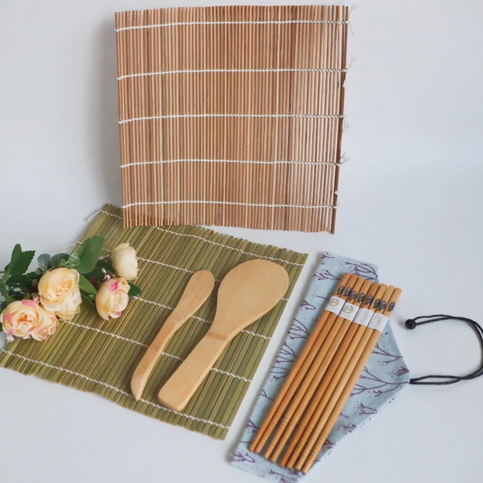 

Natural Wood bamboo plate markers maker roll roller making kit sushi tools