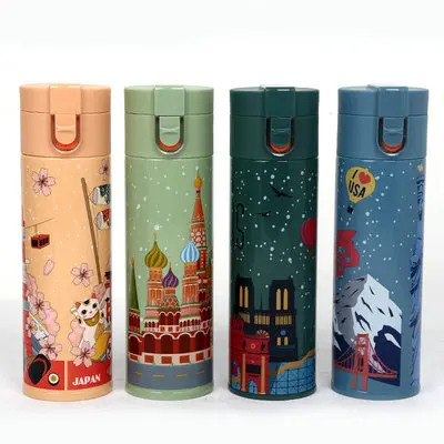 

Madou Cartoon Pattern Creative Design Drinking Water Bottle Candy Color Stain Steel Bottle, In many colors