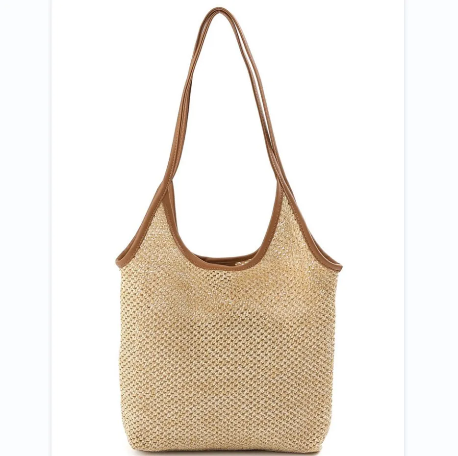 

fashion women summer beach tote ladies bags handmade natural straw paper raffia shopping bags, Customized color