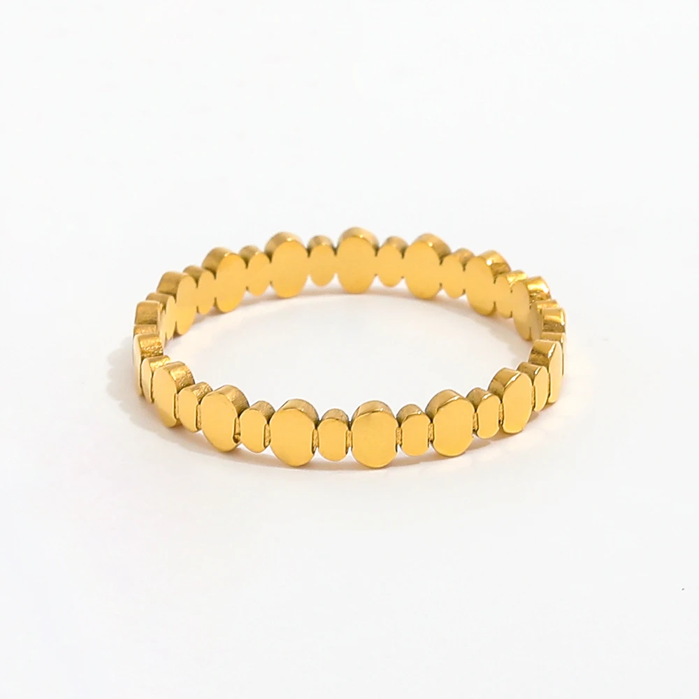 Joolim Jewelry Wholesale 18K Gold Plated Small Oval Stainless Steel Ring Trendy Fashion Jewelry for Women Engagement Party Gift