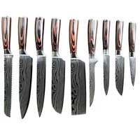 

Super sharp chef knife kitchen knives with sandalwood handle, damascus steel chef's knife set