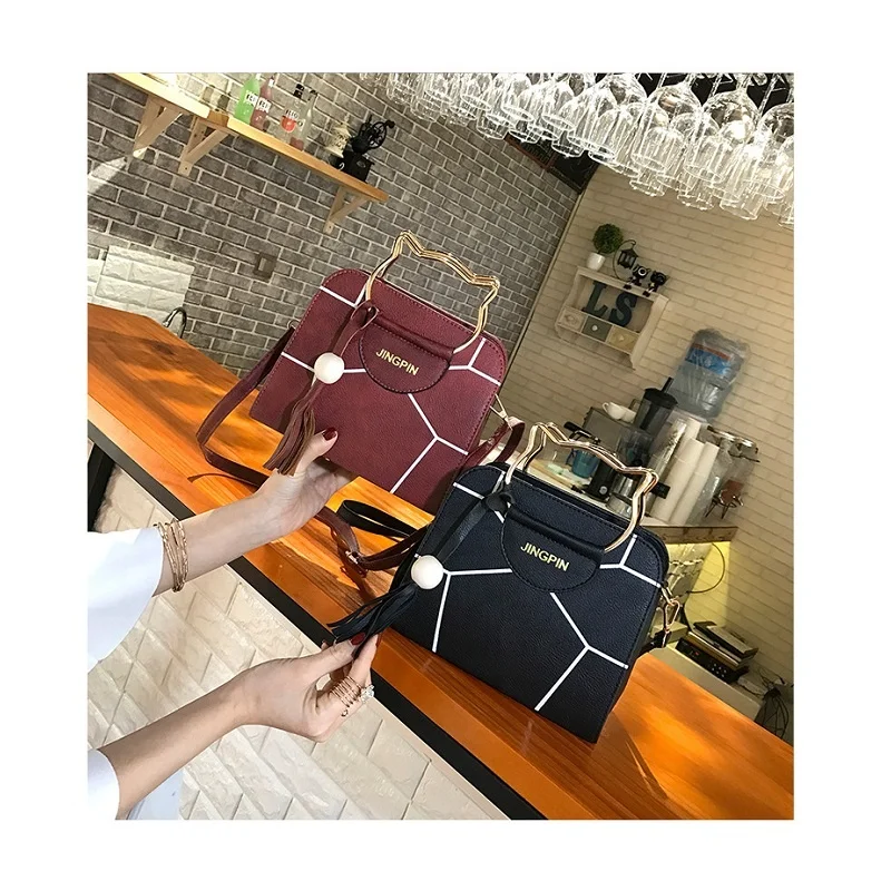 

Metal Handle Handbag Pu Leather Printing Messenger Shoulder Bag Casual Messenger Bag Low Price Promotion Ladies Women Fashion