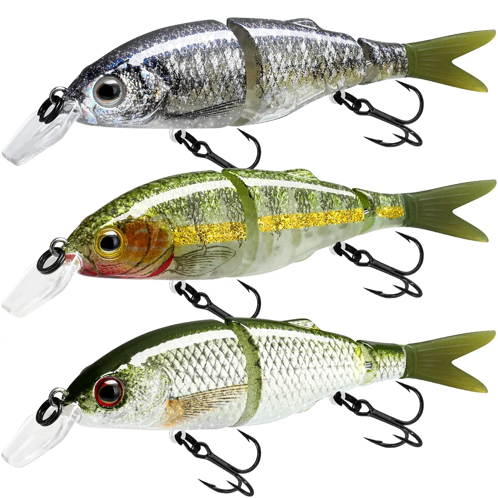 

TRUSCEND Best Seller Topwater Segmented Fishing Lures Plopper Fishing Lure Plopping Minnow with Floating Rotating Tail Topwater, F-3.5",0.3oz