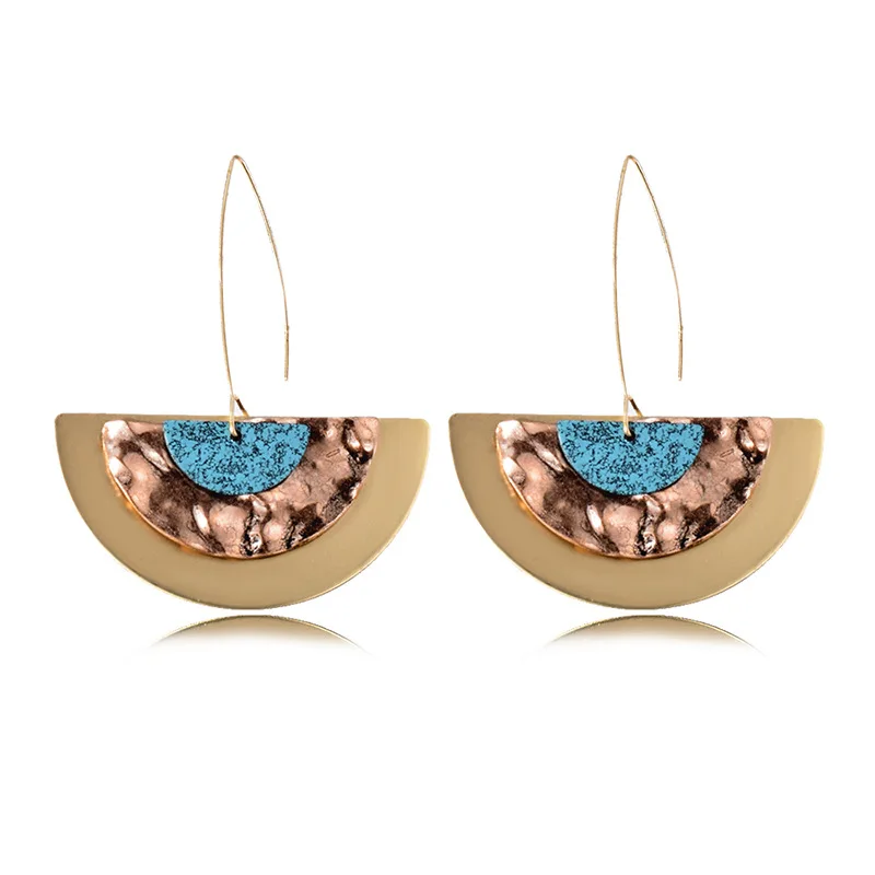 

JUHU Popular accessories multi layer geometric semicircle drop earring stud earring set more than one card for women, Gold