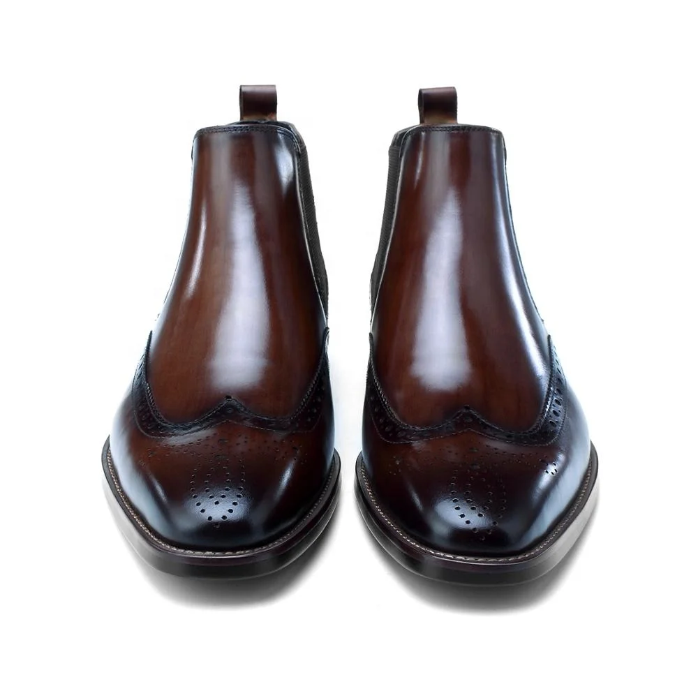 
Whosale Factory Price Men Handmade American Style Dyeing Colors Dress Shoes Genuine Leather Ankle Winter Chelsea Boots 