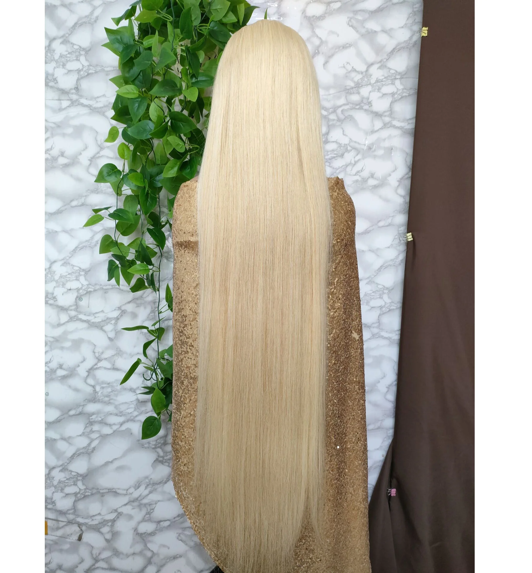 

Amara Hair high grade special customization 40inch brazilian human hair lace front wigs 40inch 613 blonde frontal wigs